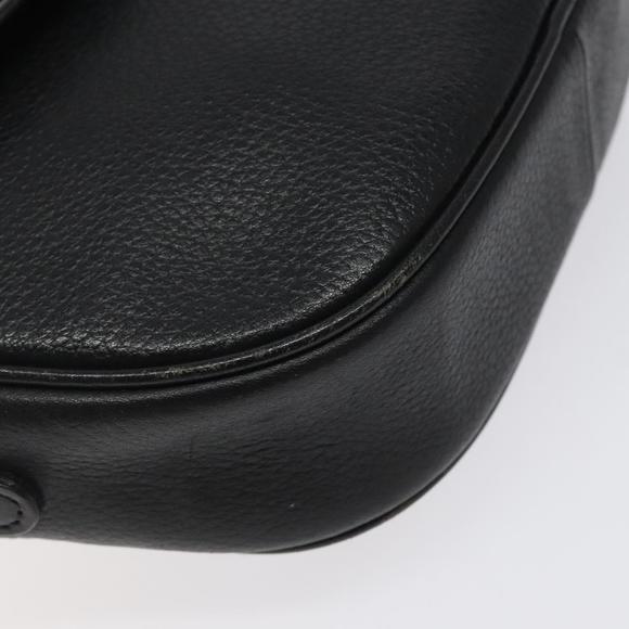 Burberrys Shoulder Bag Leather Black Gold Auth BA1828